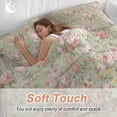thumbnail image 5 of Pink Flowers Duvet Cover Set, Green Country Botanical Floral Leaves Soft Duvet Cover Queen Size Bedding Set 4 Pieces, 1 Quiltcover and 2 Pillowcases with Zipper, 1 Bed Sheet for All Seasons, 5 of 9