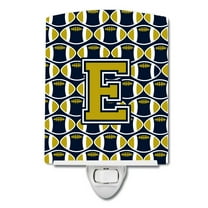Caroline's Treasures CJ1074-ECNL Letter E Football Blue and Gold Ceramic Night Light, 6x4x3", multicolor