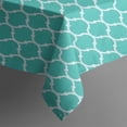 thumbnail image 3 of Turquoise Geometric Quatrefoil Pattern Rectangle Tablecloth 60"x102",Waterproof Polyester Rectangle Table Cloth, Wipeable Spillproof Polyester Tablecloth for Dining, Camping, Indoor and Outdoor, 3 of 6