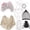 Type-12, variant on ICHTHYOSAUR 100 Days of School Costume, Old Lady Cosplay Black White Curly Wig Glasses Wig Cap Cane Hair Roller Necklace Bracelet