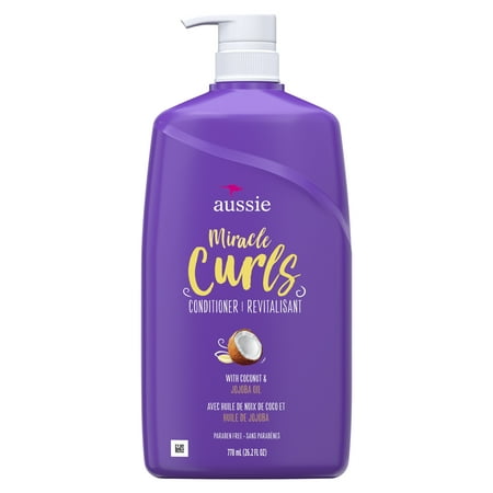 Aussie Miracle Curls Conditioner with Coconut Oil, Paraben Free, 26.2 fl oz., for All Hair Types