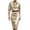 Beige, variant on Women's Silky Satin Midi Pencil Dress Collared Cowl Neck 3/4 Cuffed Sleeve Slim formal Business Party Dress office Work Bodycon Dress White