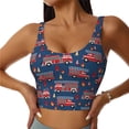 thumbnail image 2 of Haiem Fire Truck 1 Pattern Womens Sports Bra - U Neck Padded Low Impact Yoga Bra Workout Crop Top Gym Moisture-Wicking Workout Vest -, 2 of 9