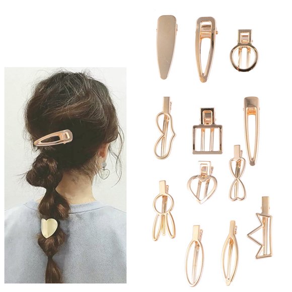 12 Pcs Hair Pin Girl Hair Clip Love Heart Hair Clips Fashion Hair Clips Metal Hair Clips Women Barrettes Miss Women's