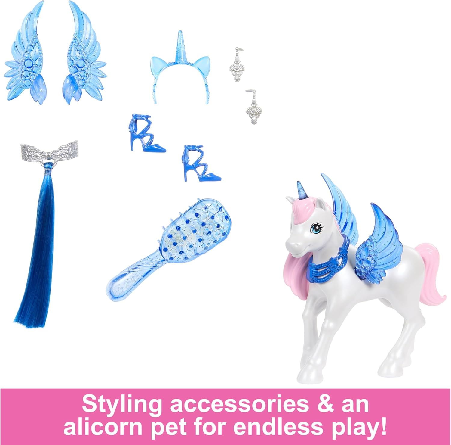 Mattel Barbie 65 Barbie Doll with Alicorn, Blue/Pink