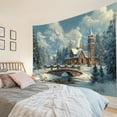 thumbnail image 5 of Winter Snow Forest Tapestry Wall Hanging Rustic Cabin and Pine Tree Mountain Wall Tapestry for Bedroom Aesthetic Christmas Snowy Tapestry for Living Room College Dorm Decor,60x40 inch, 5 of 5