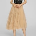 thumbnail image 4 of Lovskoo Women's Sweet Ruffled Tutu Tulle Skirt Elastic High Waist Tiered Mesh Midi Skirt Khaki, 4 of 7