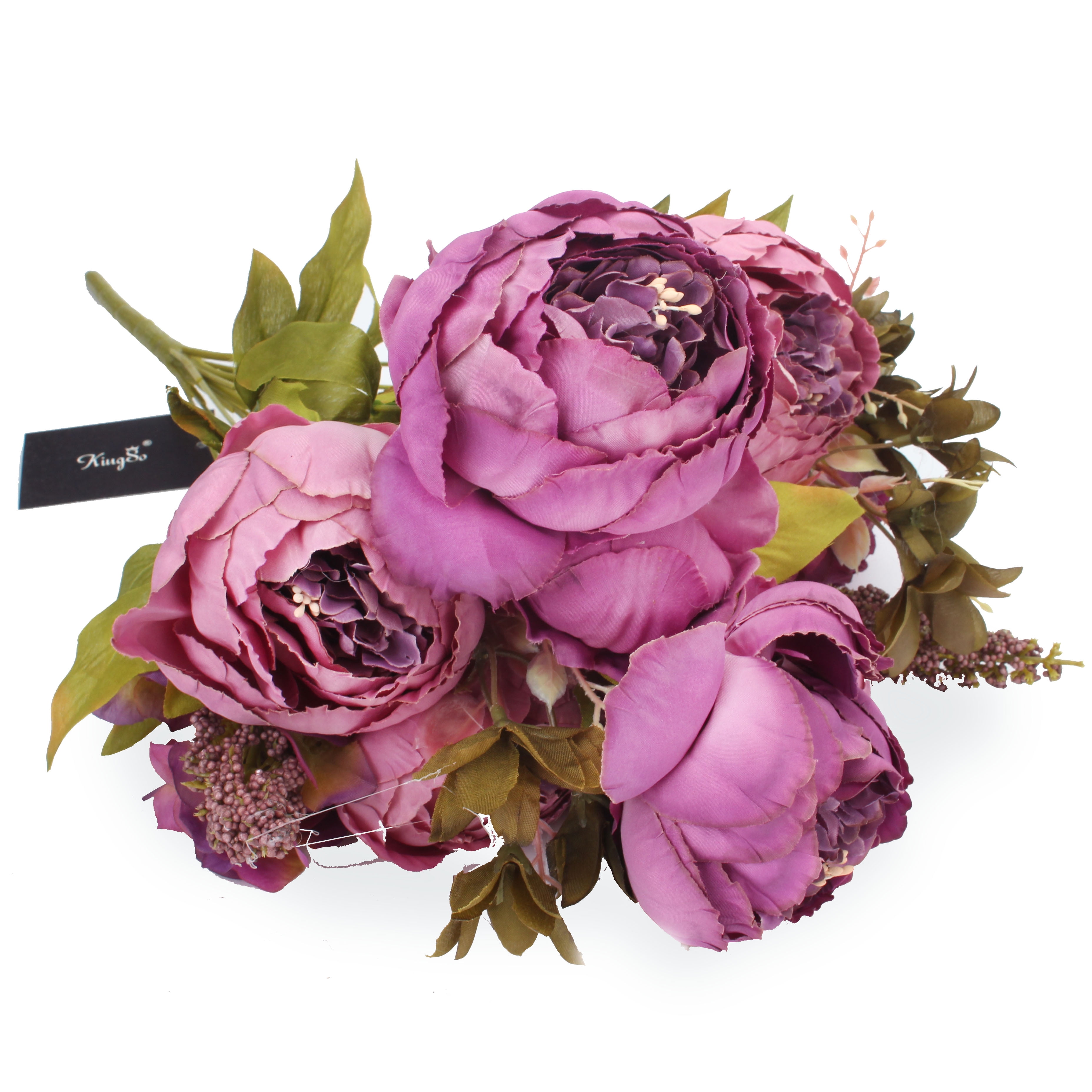 Vintage Artificial Flowers Fake Silk Peony Flower Bouquet Floral Plants