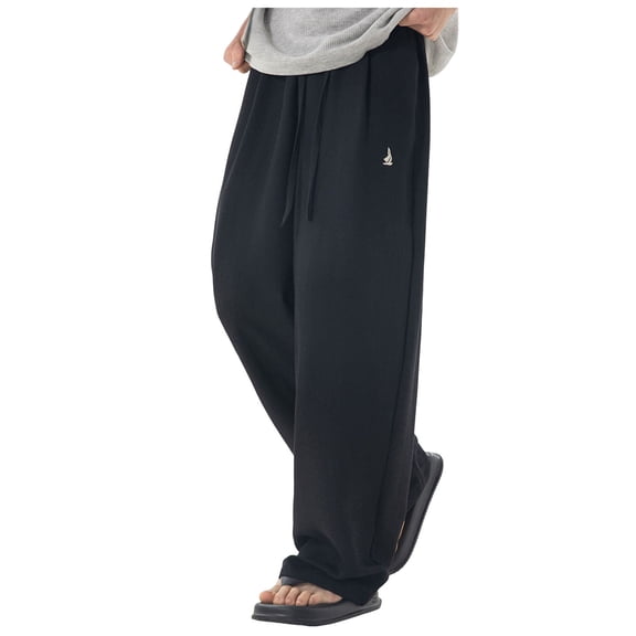 Akiihool Wide Leg Pants for Men Men's Straight Fit Stretch Cargo Pant Casual Winter Pants Black,M