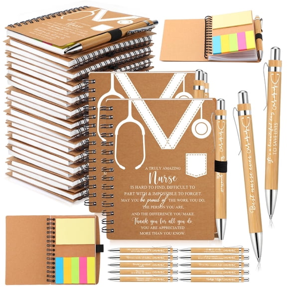 Jetec 36 Ensemble 2026 Cadeaux de Remerciement pour Infirmières en Vrac Merci Carnets Spirales Kraft Inspirants avec Notes Adhésives Stylo Cadeau de la Saint-Valentin pour Infirmière