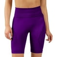 thumbnail image 4 of Yoga Shorts for Women 3D Cellulite Leggings Slim Move Cellulite Leggings Push-Up Sculpting Yoga Fitness Pants Workout Shorts Purple S, 4 of 5