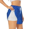 thumbnail image 2 of Disketp Blue Glitter Print Women's Shorts Workout Shorts for Athletic Gym Running Shorts with Phone Pockets Small, 2 of 8