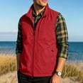 thumbnail image 2 of Mens Big & Tall Lightweight Full Zip Stand Collar Golf Vest, Multi Zipper Pockets Sleeveless Casual Outdoor Hiking Fishing Travel Waistcoat Jacket Size M-5XL Red, 2 of 9