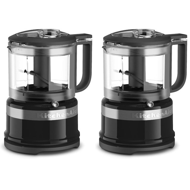 Picadora de alimentos KitchenAid KFC3516OB, 3.5 tazas, color negro ónix, paquete de 2