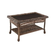 W Unlimited Modern Concept Faux Sea Grass Resin Rattan Coffee Table, Dark Brown