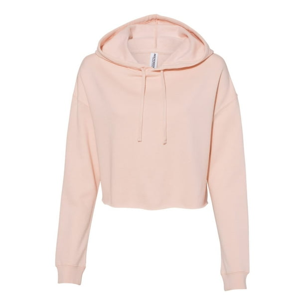 Independent Trading Co. Womens Lightweight Cropped Hooded Sweatshirt, S,  Blush