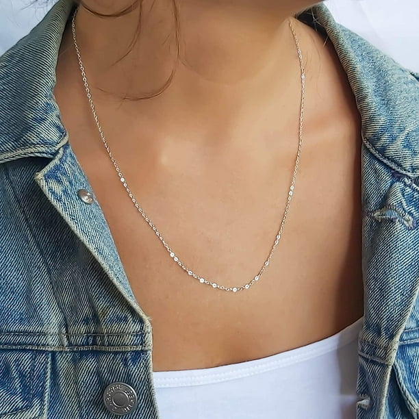 Dainty sterling silver necklace best sale