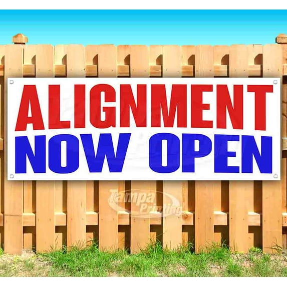 Alignment Now Open 13 oz Vinyl Banner With Metal Grommets