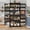 Black-12 Side Shelves, variant on ChVans Farmhouse 71" Tall Kitchen Pantry with 6 Hanging Shelves, 4 Barn Doors Pantry Storage Cabinet with 3 Drawers & Load-Bearing Steel Pipe for Kitchen, Dining Room, Living Room, Rustic Brown