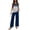 Blue, variant on 2 Piece Sets For Women Layered Sleeveless Tops And Floral Print Wide Leg Pants, Square Neck Casual Summer Vacation Matching Outfits, Blue XL