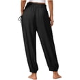 thumbnail image 4 of Dolkfu Refined Women'S Fall&Winter Pants Cotton Blend Regular Black Jogger Mid-Waist Joggers Sweatpants Solid Casual Elastic Waist Pants Black,L, 4 of 5