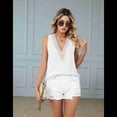 thumbnail image 4 of Camisetas Sin Mangas para Mujer, Blusa de Encaje Sin Mangas con Cuello en V, Chaleco Informal, Camisola de Verano, Camisas Blancas L, 4 of 10