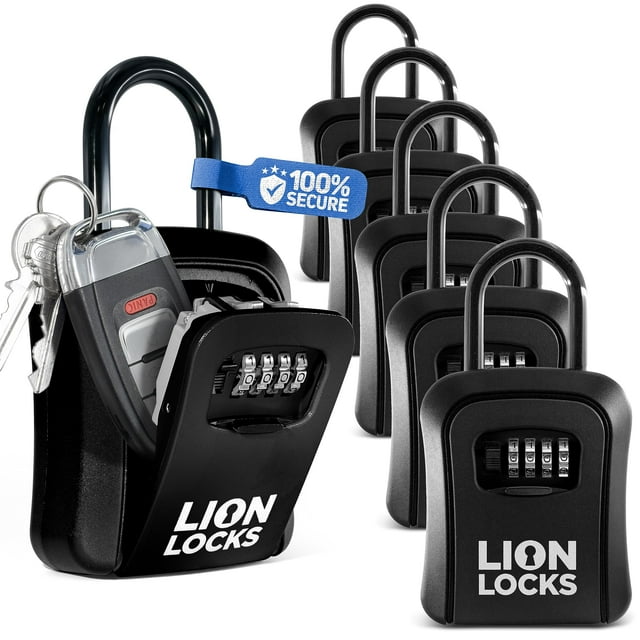 Caja de llaves Lion Locks, 6 unidades, aleación de aluminio negro