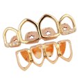 thumbnail image 1 of 18k Plateado Hueco Cara Abierta Superior Inferior Colmillo Boca Dientes Cosplay Oro Rosa Sunnimix Tapas de dientes bucales, 1 of 5