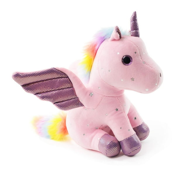 Unicornio cosido con forma de animal de peluche, 20 cm, con colores del arcoíris