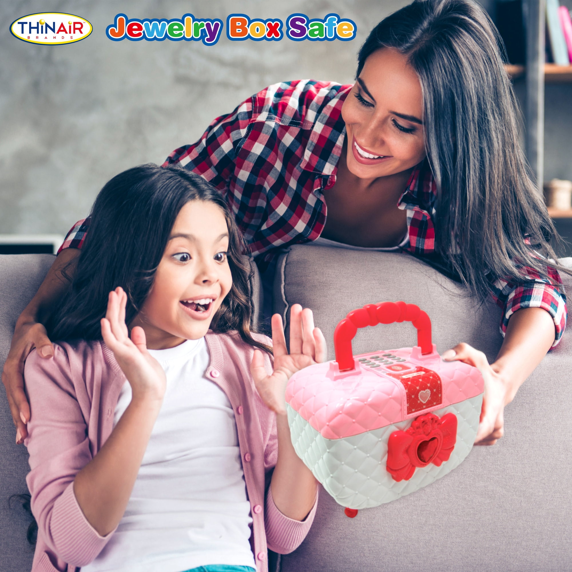 Playful Minds Jewelry Box Safe, Pink White Storage Safe, PIN