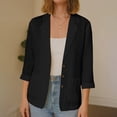 thumbnail image 3 of Bixock Women's Dress Blazer 3/4 Sleeve Suits Jackets Button Top Solid Color Loose Breathable Summer Casual Daily Blouse, 3 of 6