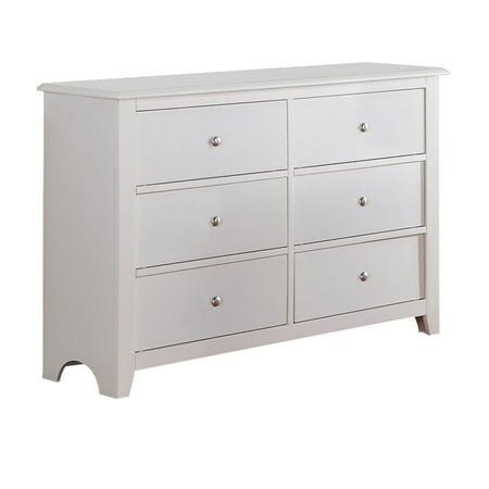 Pine Wood 6 Drawer Dresser With Silver Knobs White Walmart Com
