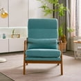 thumbnail image 4 of Accent Leisure Chair, Mid-Century Modern Arm Chair with Solid Wood Armrests and Legs, High Back Accent Chair with Thick Seat Cushion and Backrest for Living Room Bedroom Balcony Studio, Blue, 4 of 9