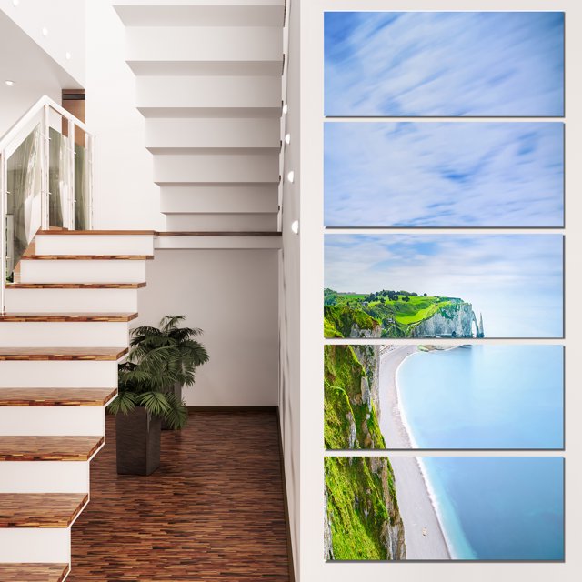 Etretat Aval Cliff and Rocks Normandy - Beach Photo Canvas Print