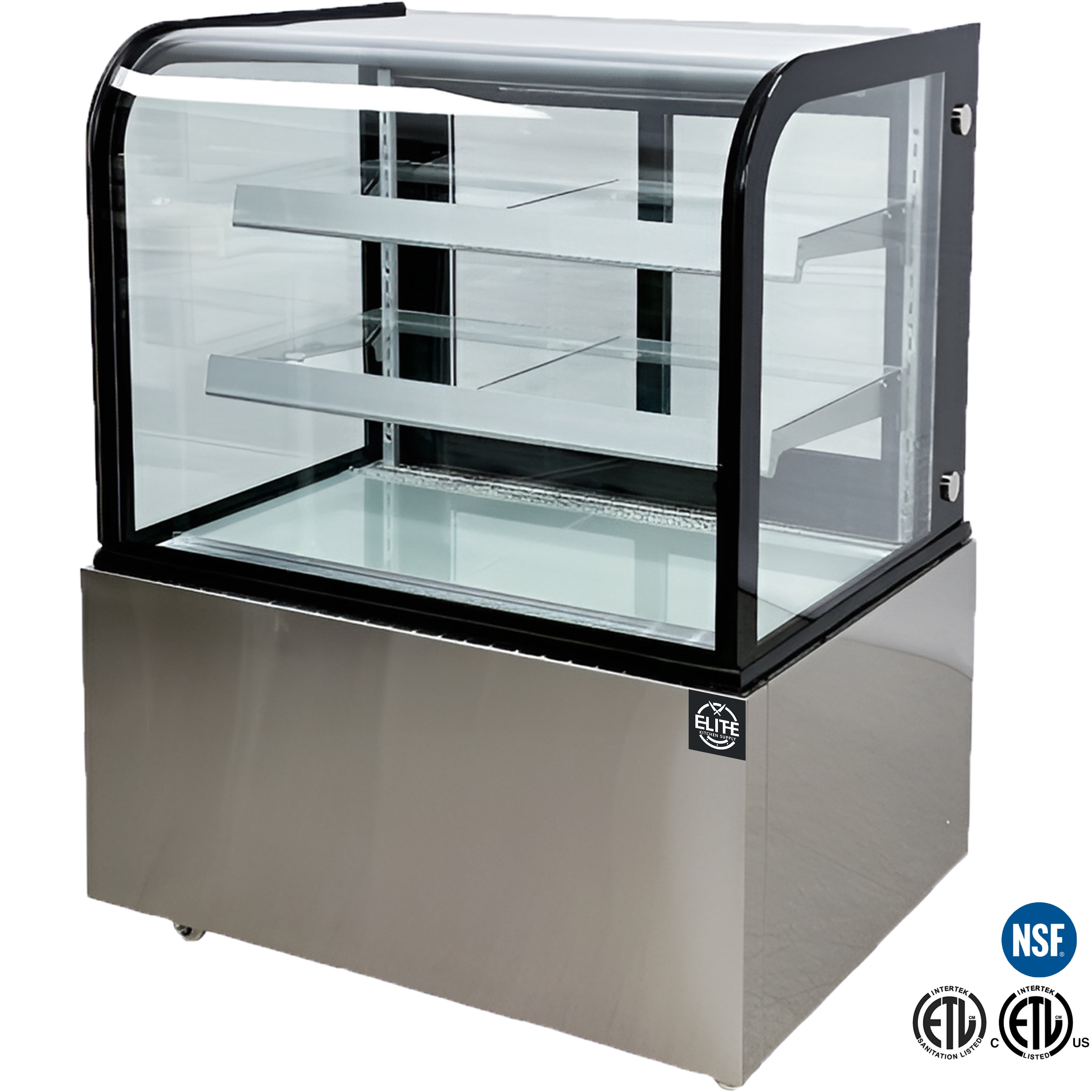 NSF 36" Curved Glass Bakery Display Refrigerator – 10.4 Cu. Ft. Commercial Cake Showcase with LED Lighting