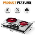 thumbnail image 2 of 1800W Hot Plate,CUSIMAX Electric Double Burner, Portable Ceramic Infrared Cooktop, Dual Control Cooking Stove, Heat-Up in Seconds, Silver, 2 of 6