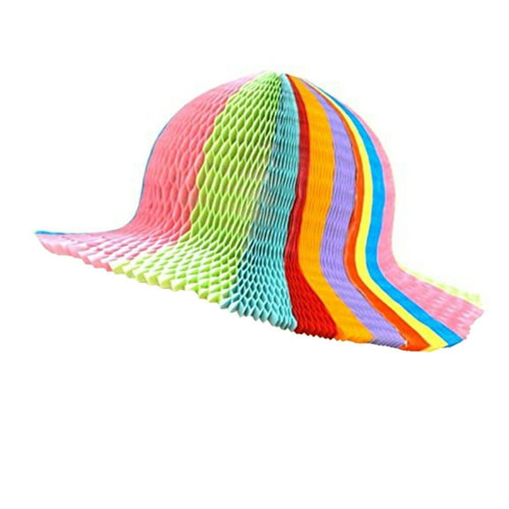 WHAMVOX Rainbow Color Honeycomb Paper Origami Sun Hats Folding Vase Hat Party Favors DIY Caps