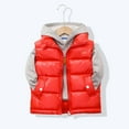 thumbnail image 3 of Little Kid Kids Boys Girls Vest Winter Warm Lightweight Toddler Vest Outerwear High Neck Cute Sleeveless Jacket Boys High Top Baseball Cleats Long Sleeve Toddler Tops Kids 4-5 Years Red, 3 of 3