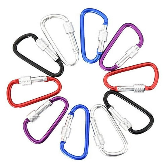 Cheers.US 5Pcs Aluminum D-Ring Spring Loaded Gate Small Keychain Carabiners Clip Set for Outdoor Camping Mini Lock Hooks Spring Snap Link Key Chain Durable