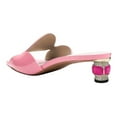 thumbnail image 4 of FSJ Women Sexy Crystal Low Chunky Block Heel Backless Sandals Comfortable Mules Square Open Toe Heeled Slip On Slippers Shoes Size 9 Pink, 4 of 4