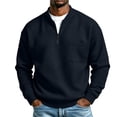 thumbnail image 3 of Zynoxe Sweatshirt for Men Comfort Waffle Knit Long Sleeve Pullover Top Fashion Half-Zip Henley Sweatshirt Versatile Solid Color Fall Sweatshirt with Chest Pocket & Elastic Cuffs Hem 3XL, 3 of 10