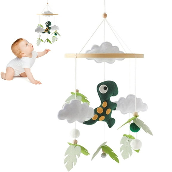 Dinosaur Crib Mobile – Baby Bells Wind Chime, Plush Hanging Bed Toy for Newborn Boys & Girls, Rotating Cot Decoration