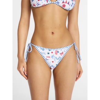 No Boundaries Zebra Print Side Tie Bikini Bottoms, Women's XXS-XXL