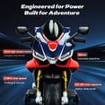thumbnail image 4 of Track Seven 24V Ride on Motorcycle, Licensed Aprilia RSV4 Electric Motorcycle with Training Wheels, LED Lights, Music, Large Seat, Up to 5 Mph, 24V Ride on Toy Car for Boys Girls Aged 3+, Blue, 4 of 11