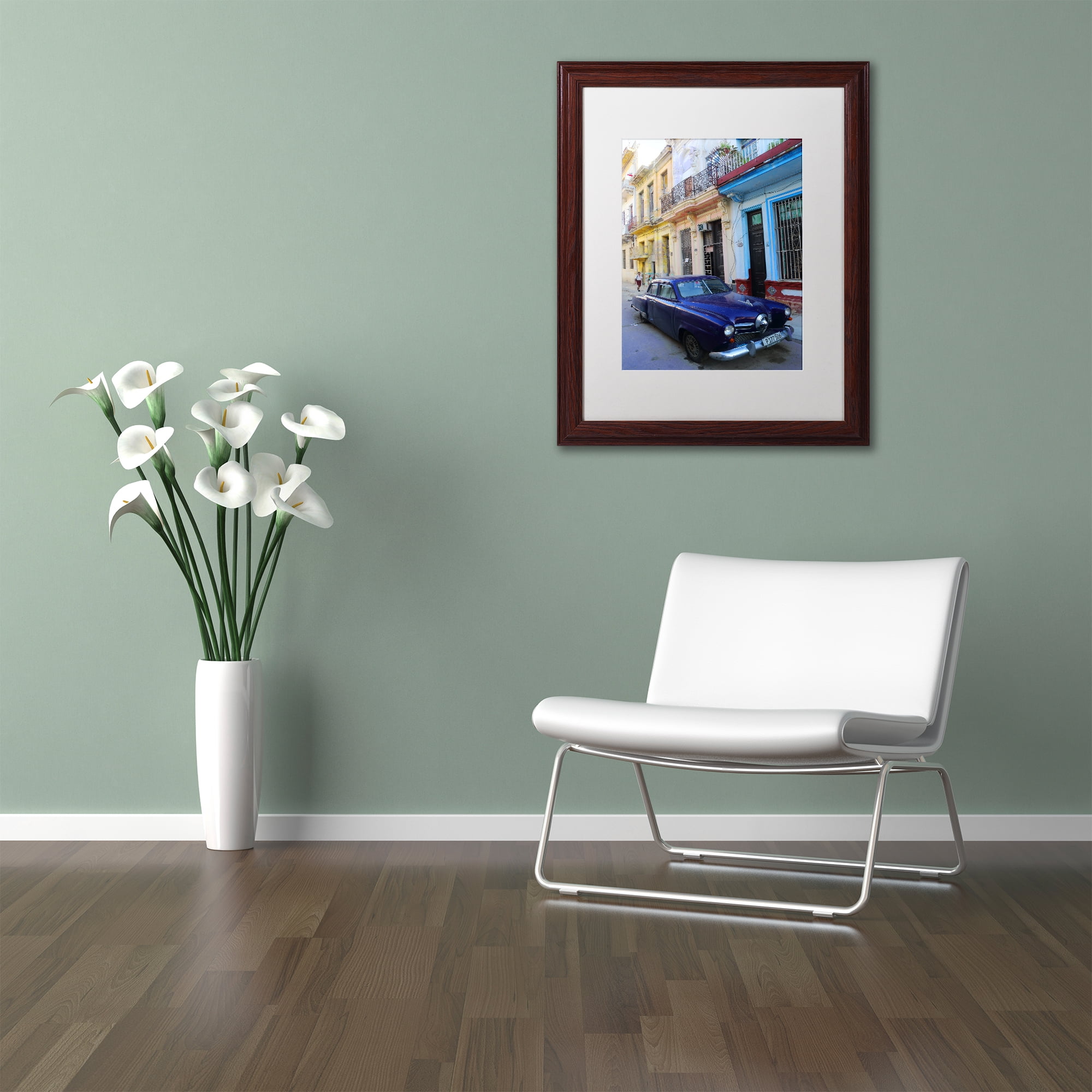 Trademark Fine Art 'Vatage Blue Studebaker in Havana' Matted Framed Art by Masters Fine Art