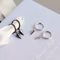 thumbnail image 2 of QQTDFG Punk Dangle Spikes Sterling Silver Huggie Hoop Drop Earrings F1271-Gray-black, 2 of 9
