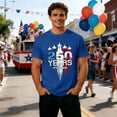 thumbnail image 4 of 4th of July T Shirts for Men's 250th Anniversary Patriotic Graphic Casual Short Sleeve T Shirt Comfortable Breathable Tee For Daily Wear Couples Matching Outfit Blue M, 4 of 5