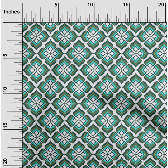 oneOone Tissu Polyester Lycra Imprimé Ogee Flamme au Mètre 56 Pouces de Large