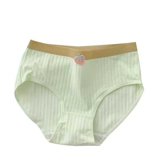 Loopsun Girls Cotton Underwear, Girls' Breathable Mid Waist Cotton Crotch Pants Underwear Green 11-15 Years