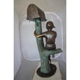 thumbnail image 6 of Nifao Boy Sitting on a Tree with Mailbox Bronze Statue – Outdoor Garden Decor Sculpture, 22"L x 23"W x 49"H, 6 of 13